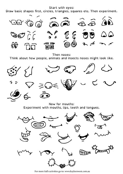 How to draw cartoon faces - basic cheat sheet for kids and teachers ...