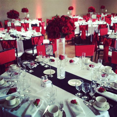 Red rose centerpiece. Black and red www.deespetals.com | Themed wedding decorations, Decorating ...