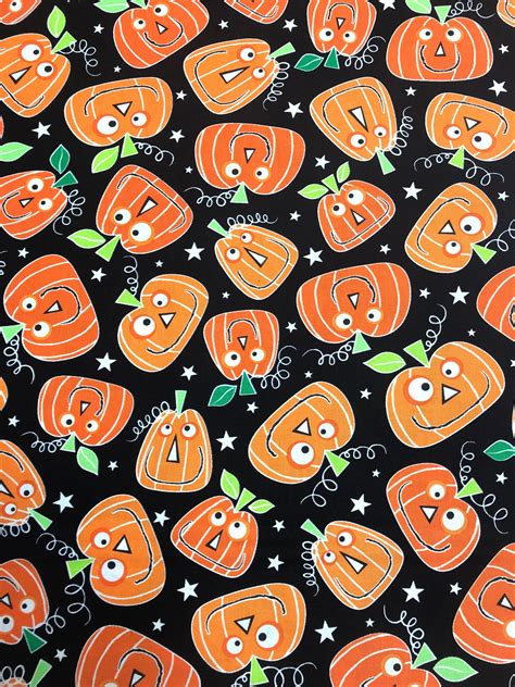 Halloween Fabric Pumpkin Fabric Faboolous Fun Glow in the | Etsy | Halloween fabric, Fabric ...