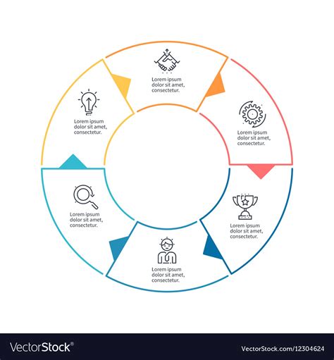 Circular chart diagram with 6 steps options Vector Image