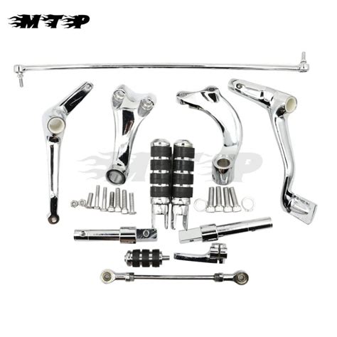 Chrome Forward Controls Complete Kit with Pegs Levers Linkage For Harley Sportster 883 1200 Iron ...