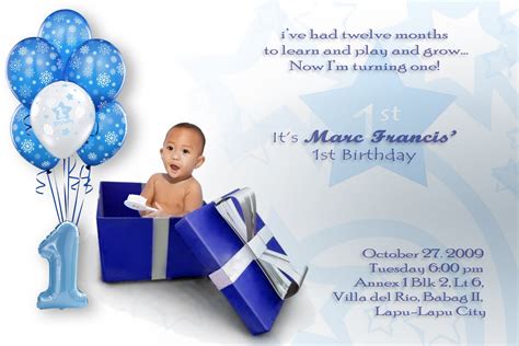 boronganon: Invitation Card on Marc's 1st birthday