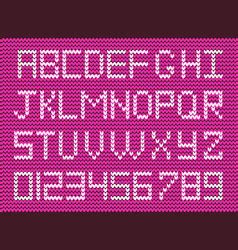 Knitted abc alphabet knitting pattern girl pink Vector Image