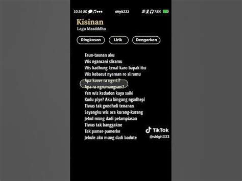 Lirik lagu Masdddho || Kisinan - YouTube