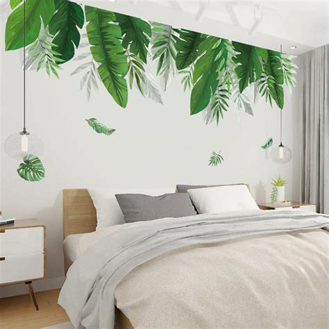 Tropical Rainforest Canopy Plant Leaves Wall Mural Removable PVC Wall | Wall murals bedroom ...