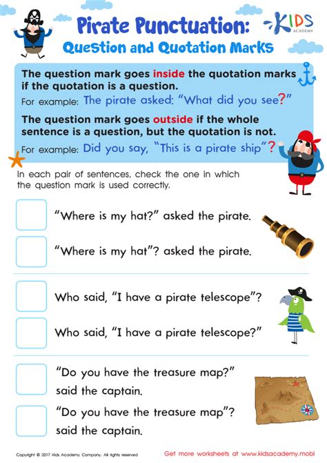 Question and Quotation Marks Worksheet: Free Printable PDF for Kids ...