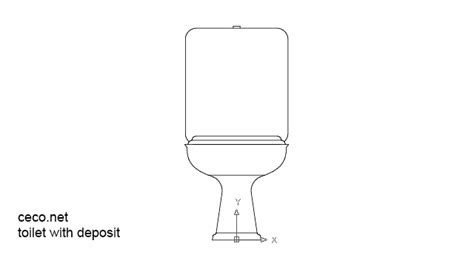 Autocad drawing one piece toilet with deposit front view dwg