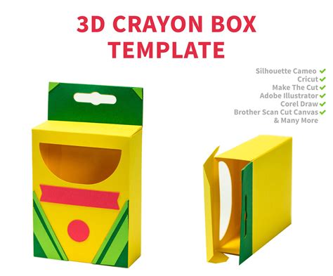 Crayon Box Template 3D Crayon Box Template Crayon Box - Etsy