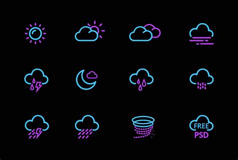 Free Weather App Icons (PSD)