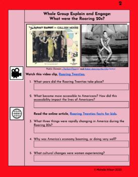 Distance Learning 5th Grade History TN 5.14: The Roaring Twenties