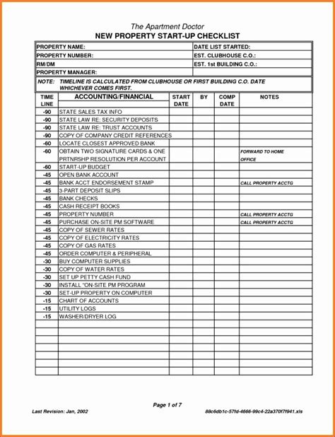 Building Maintenance Checklist Form ~ Excel Templates