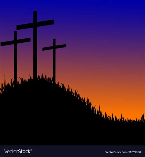 Three crosses on a hill Royalty Free Vector Image