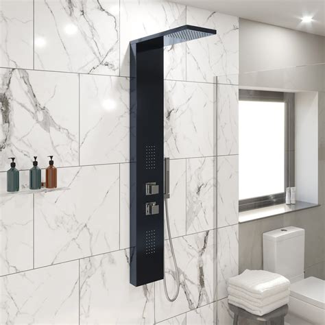 Thermostatic Shower Panel Column Tower Body Jets Twin Head Bathroom ...