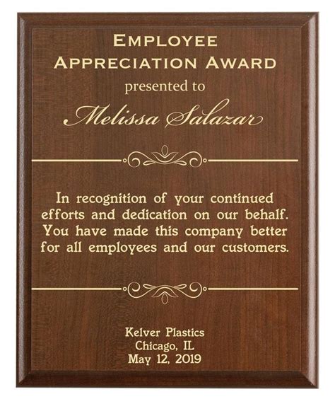 Employee Appreciation Award Worker Recognition Gift Plaque | Etsy ...