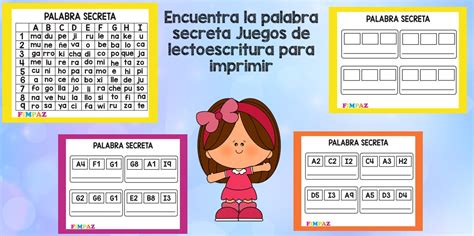 Encuentra la palabra secreta Juegos de lectoescritura para imprimir destacada