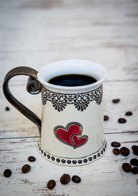 Heart Mug Coffee Mug Tea Mug Ceramics and Pottery Unique - Etsy