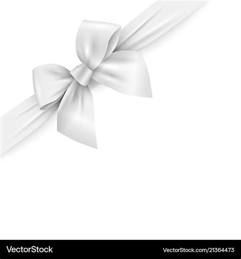 Realistic white ribbon with bow on white Vector Image