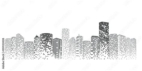 Abstract Futuristic City vector, Digital Cityscape background. transparent city landscape, Dots ...