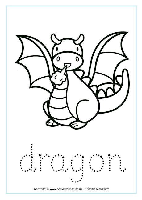 Dragon tracing worksheet | Dragon coloring page, Dragon crafts, Saint ...