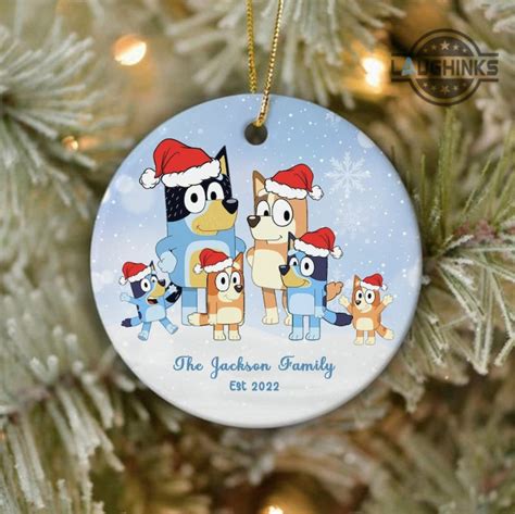 Bluey Christmas Ornament Uk Us Australia Canada Bluey With Santa Hat Ornament Personalized Bluey ...