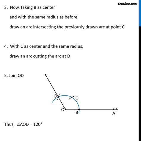 Construct an angle of 120° using compass - Ex 11.1