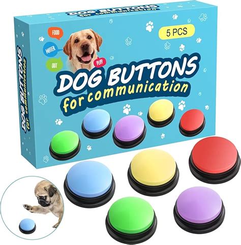 Dog Buttons Talk Training Set for 5 ,Dog Touch Buttons ,Recordable Speaking Buttons for Pet ...