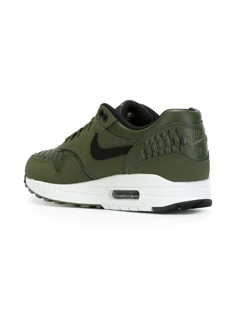 Nike 'air Max 1' Woven Sneakers in Green for Men | Lyst