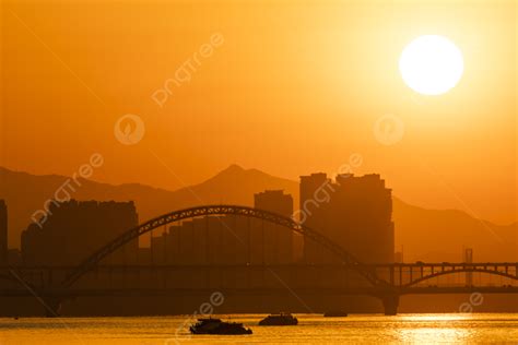 New Years Day Sunset Evening Sunset Qiantang River Sunset Photo Map ...