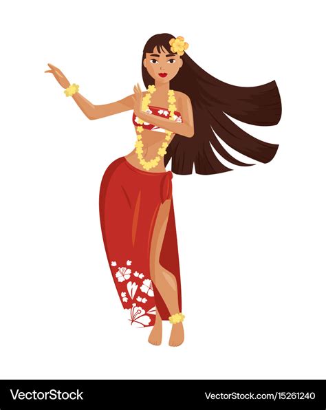 Hawaiian hula dancer young pretty woman Royalty Free Vector