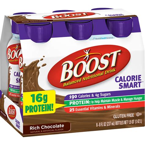 Boost Original Rich Chocolate Complete Nutritional Drinks, 8 fl oz, 24 pack - Walmart.com