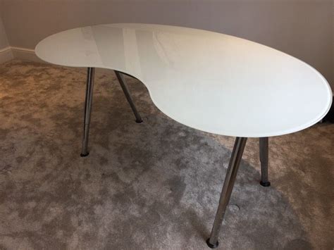 Ikea Galant curved white glass home-office desk with adjustable chrome legs | in Marshfield ...