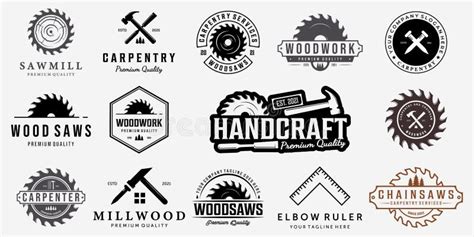 Set Bundle Carpentry Vector Logo, Design Illustration Carpenter Vintage ...