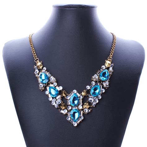 Beautiful charming antique gold crystal rhinestone chunky women collar ...