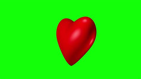 Red Heart Rotating On The Greenscreen Background - 3d Animation, Full-HD Video Stock Footage ...