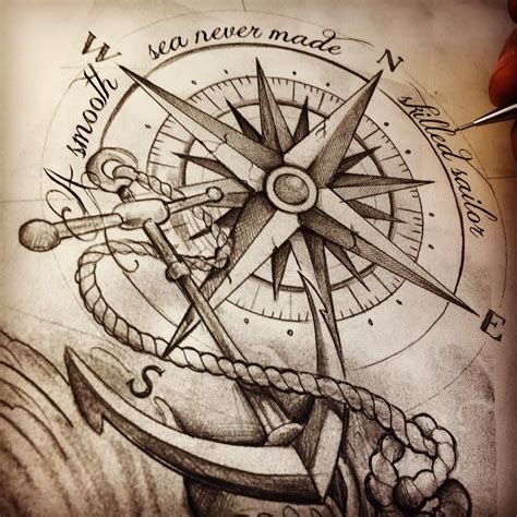 compass anchor tattoosketch | Anchor tattoos, Compass tattoo, Compass ...