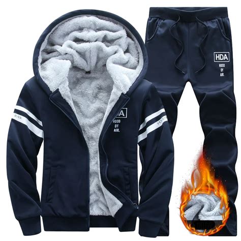 4XL Winter Tracksuit Men Set Fleece Warm Jacket Jogger Men Casual ...