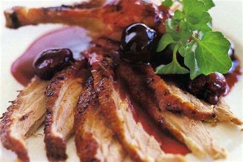 Roast duck with cherry sauce