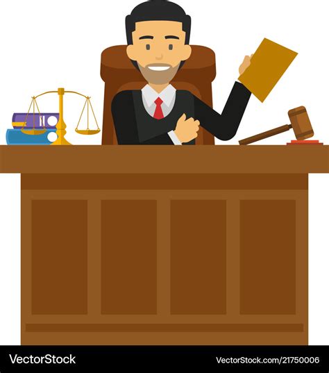 Judge character working at the court Royalty Free Vector