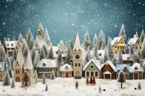 Premium AI Image | Snowy Christmas Village Nostalgic Winter Scene