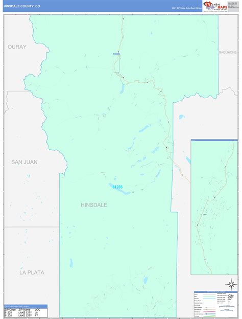 Hinsdale County, CO Wall Map Color Cast Style by MarketMAPS - MapSales