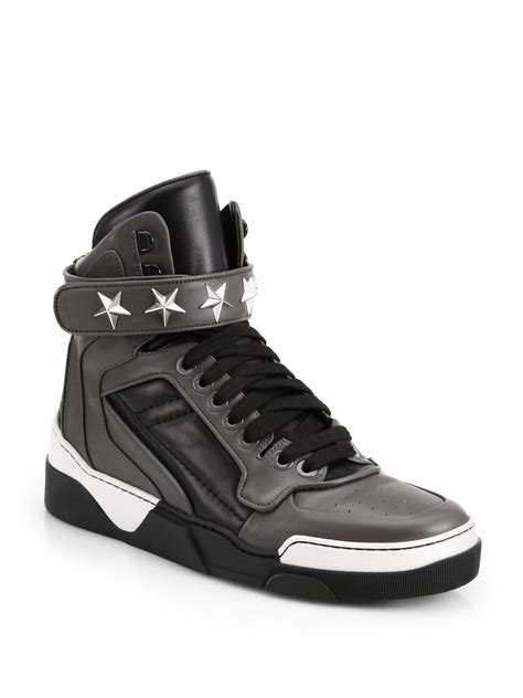 Lyst - Givenchy Tyson Leather High-top Sneakers in Gray for Men