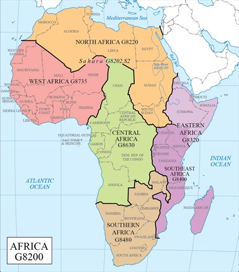 LC G Schedule Map 33: Africa Regions | Africa map, Africa, Geography map