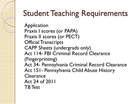 PPT - Student Teaching Requirements PowerPoint Presentation, free download - ID:1911412