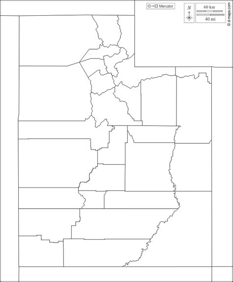 Utah free map, free blank map, free outline map, free base map boundaries, counties, white