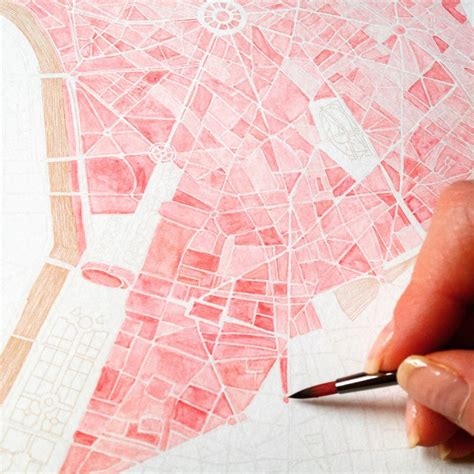 PARIS Map Watercolor City Block Plan original Watercolor | Etsy