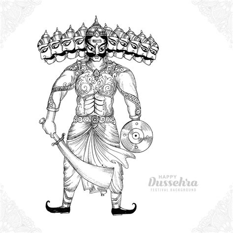 Happy dussehra celebration ravan with hand draw sketch design 11588167 ...