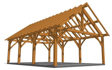 24x36 King Post Truss Outbuilding - Timber Frame HQ