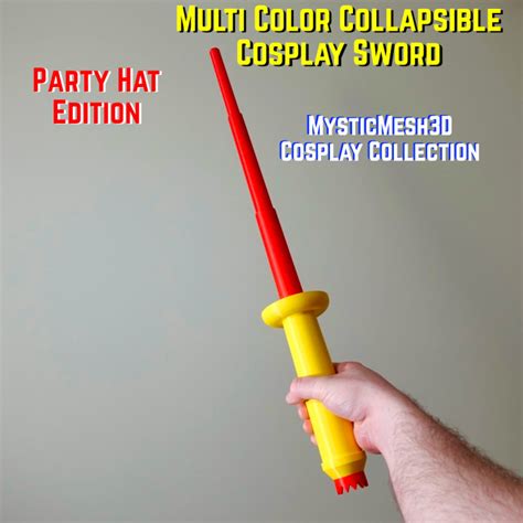 3D Printable Multi-Color Collapsible Cosplay Sword (Party Hat Edition ...