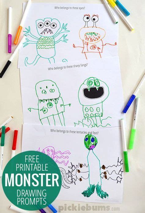 Free Printable Monster Drawing Prompts! | Monster drawing, Drawing prompt, Drawing challenge