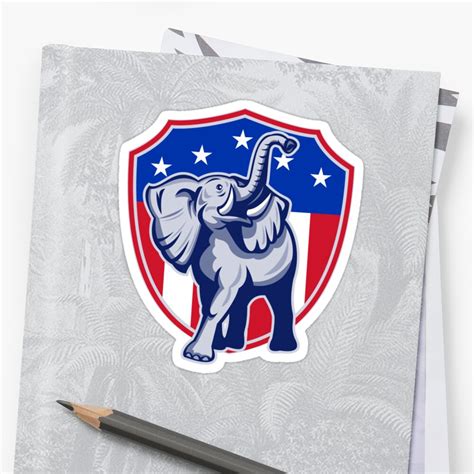 "Republican Elephant Mascot USA Flag Shield" Stickers by patrimonio ...